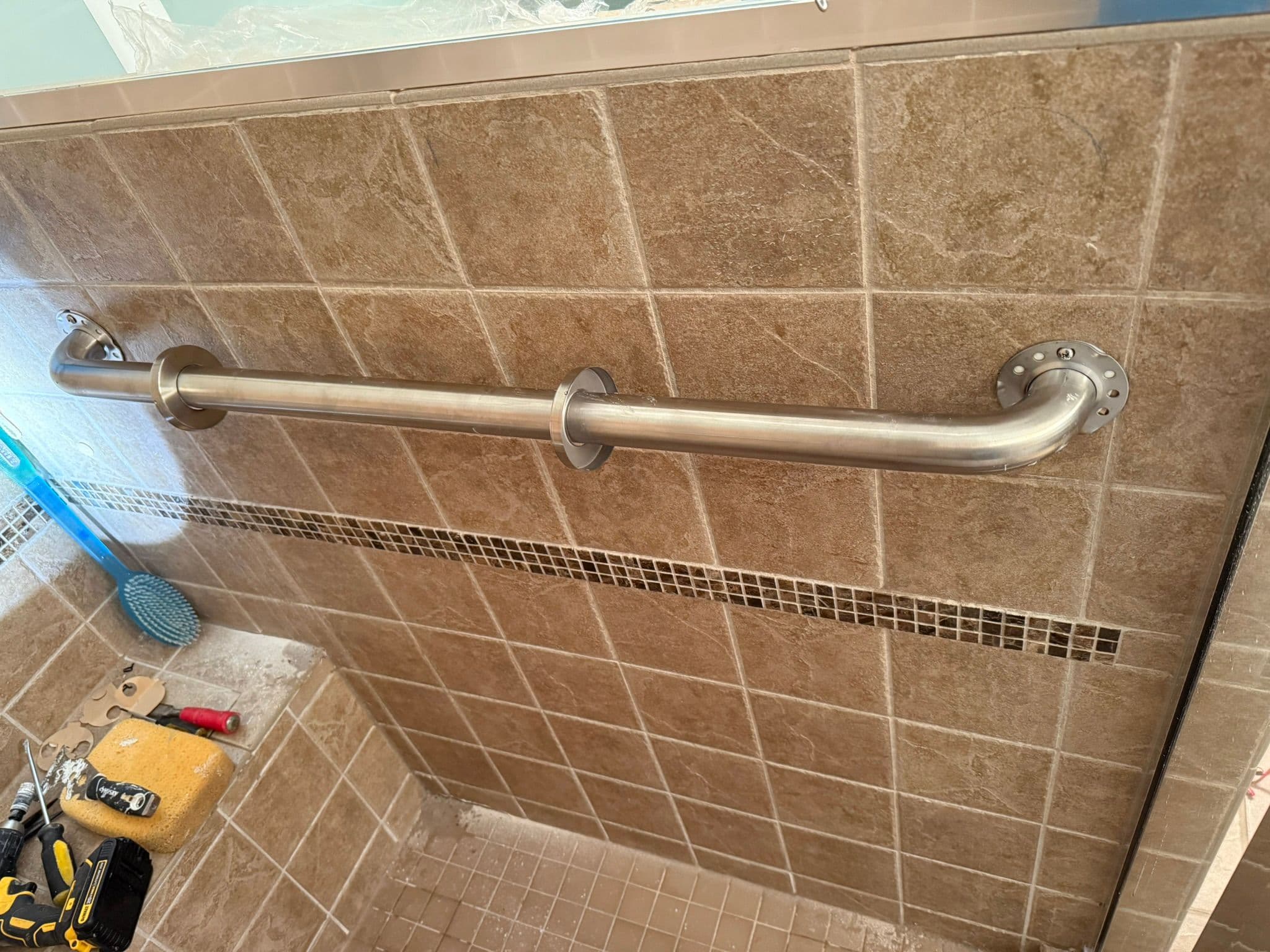 Grab Bar Installation on Bathroom Tile 3