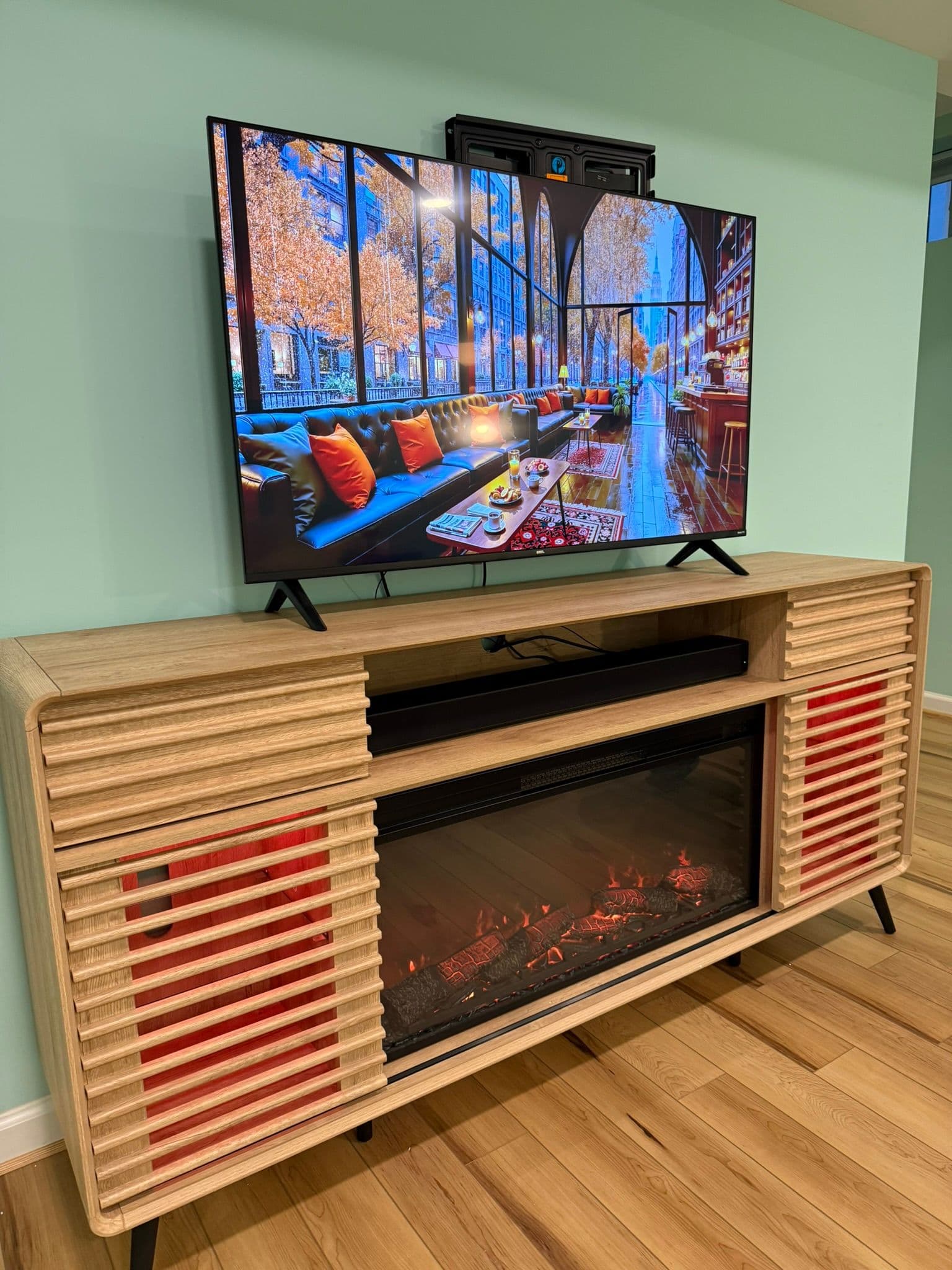 TV Stand, Media Console with Electric Fireplace.zips 2